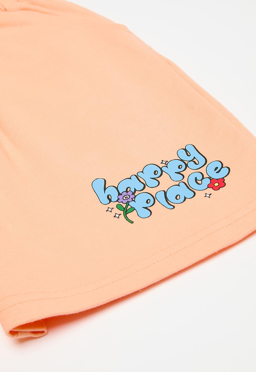 Pop Candy - Printed crew neck tee & short set - blue & orange