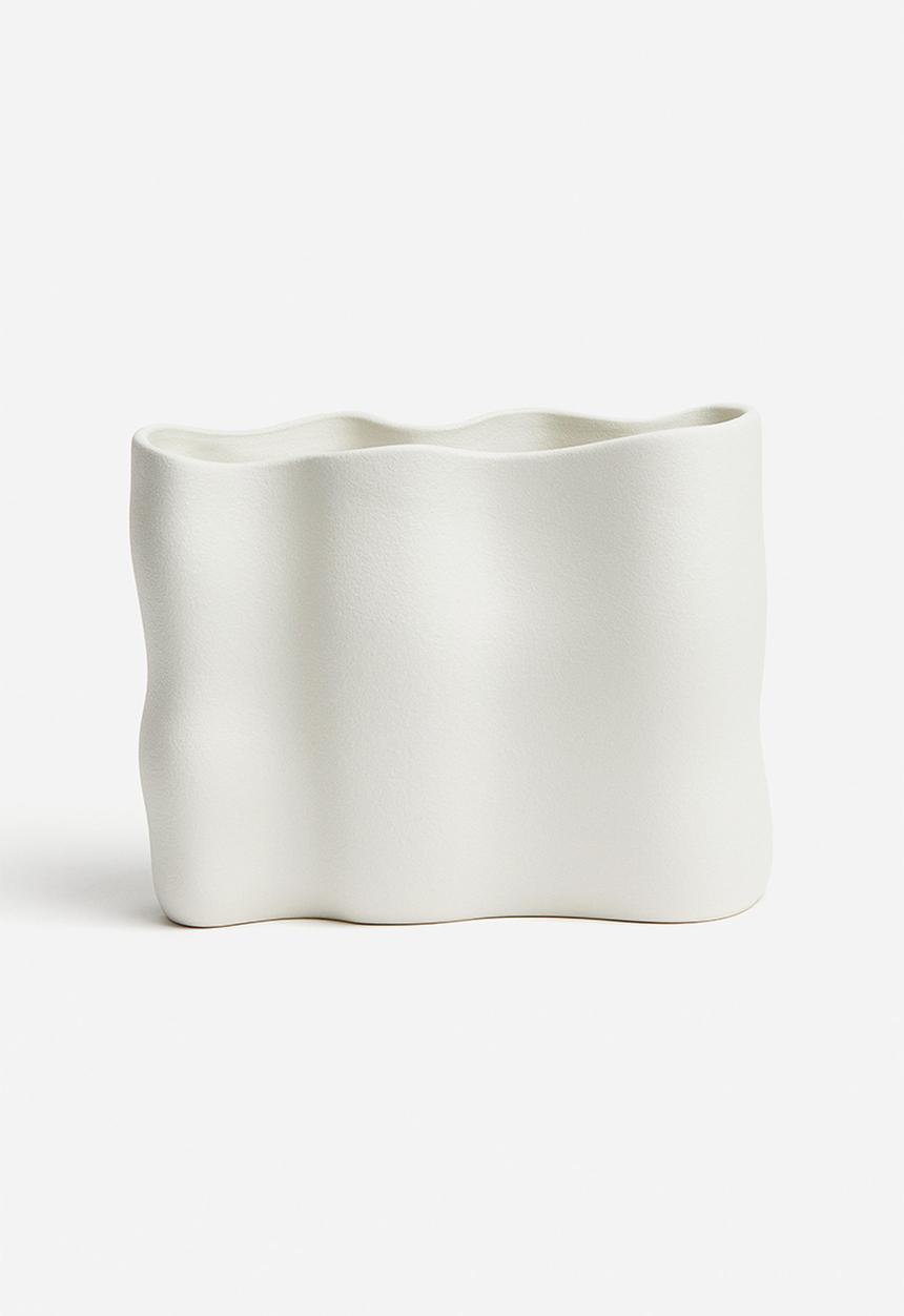 H&M - Wide stoneware vase - white