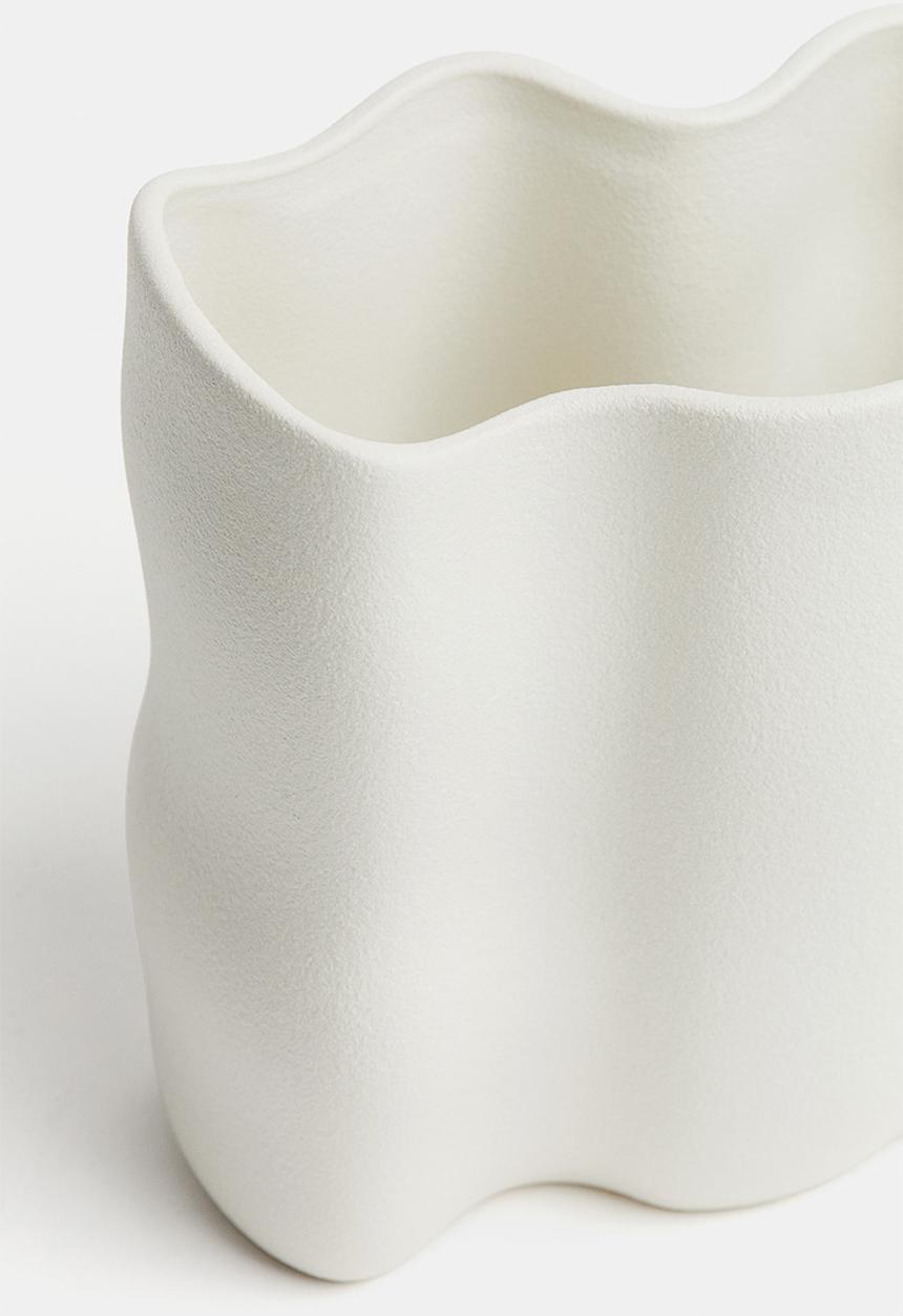 H&M - Wide stoneware vase - white