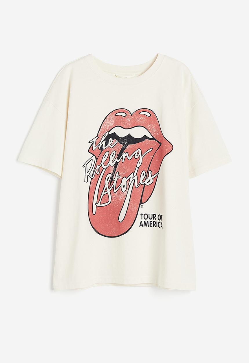 H&M - Oversized printed t-shirt - cream & the rolling stones
