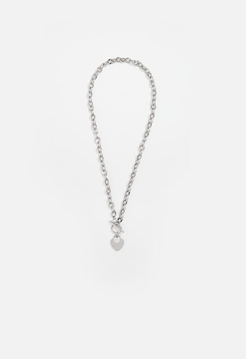 Tessa Design - Luna chunky chain and heart pendant - silver