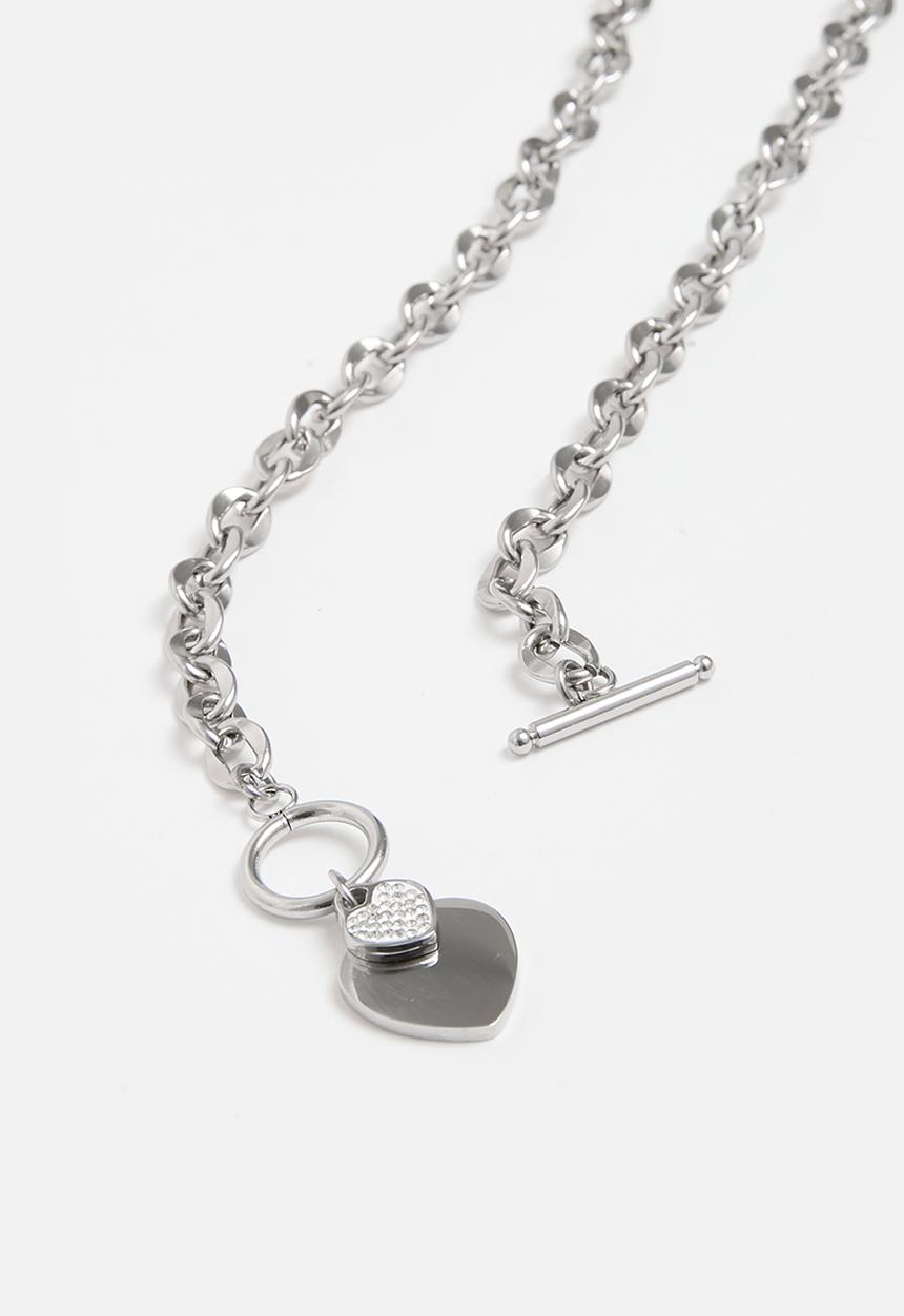 Tessa Design - Luna chunky chain and heart pendant - silver