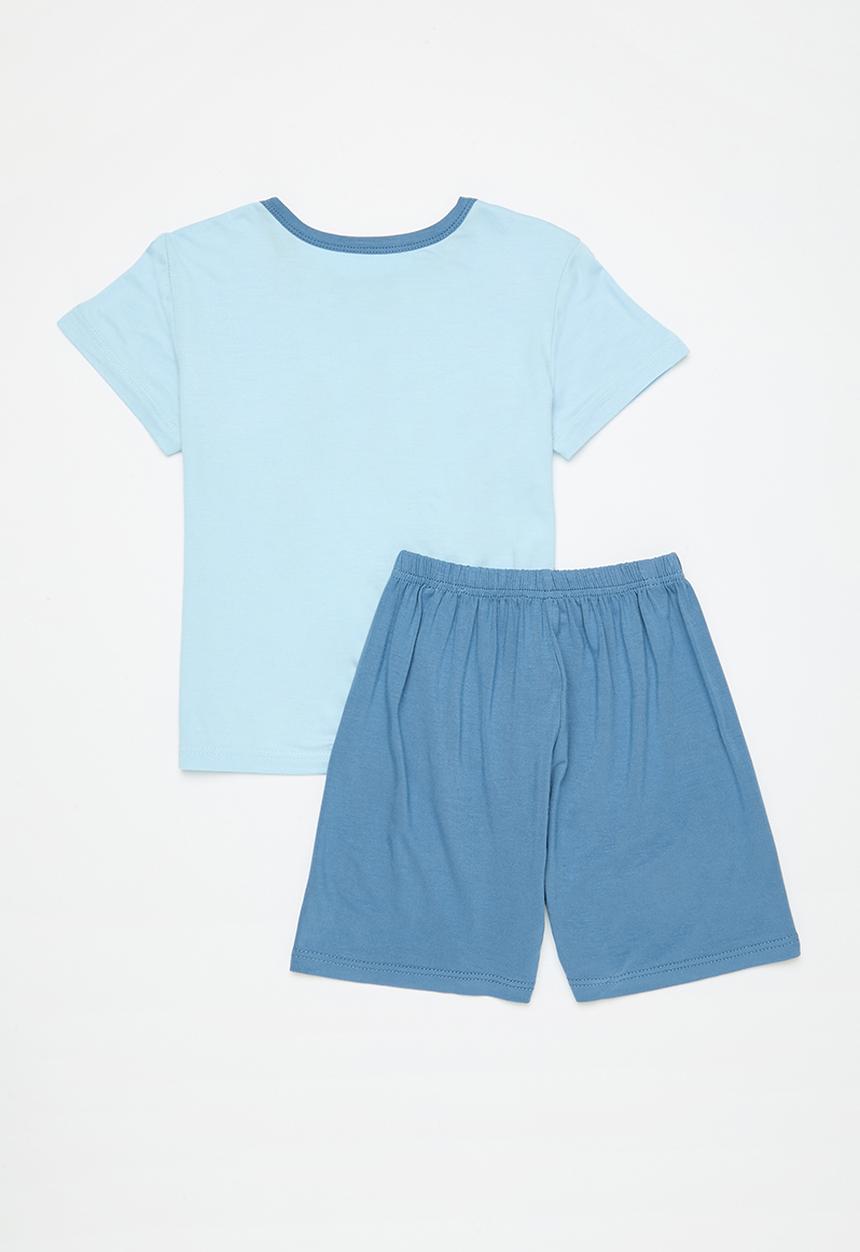Pop Candy - Smiley print pj set - light blue & dark blue
