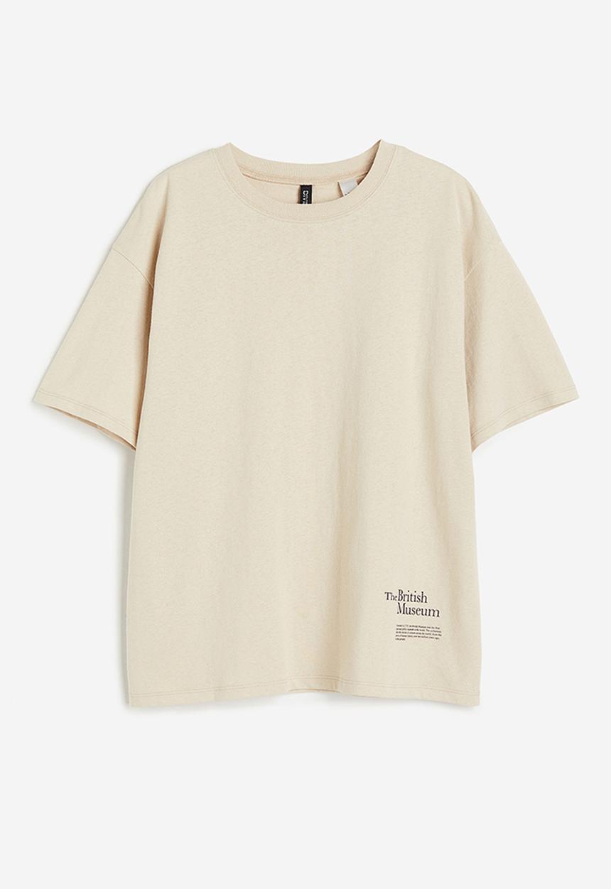 H&M - Oversized printed t-shirt - light beige & the british museum