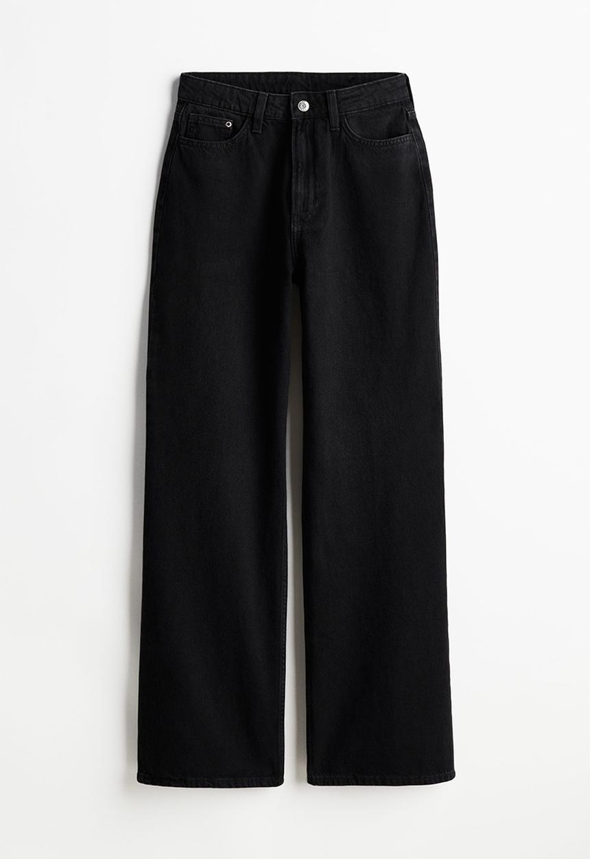 H&M - Curvy fit wide ultra high jeans - black
