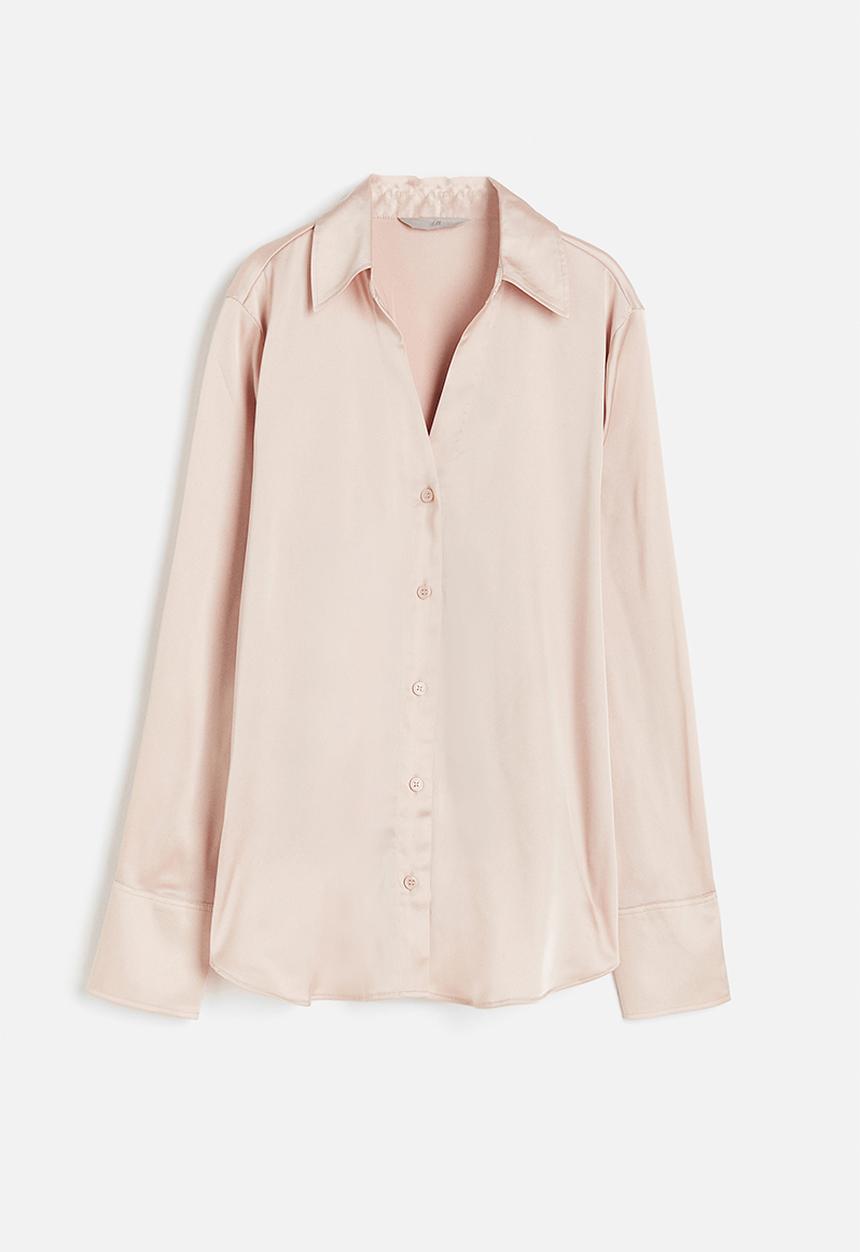 H&M - V-neck blouse - powder pink