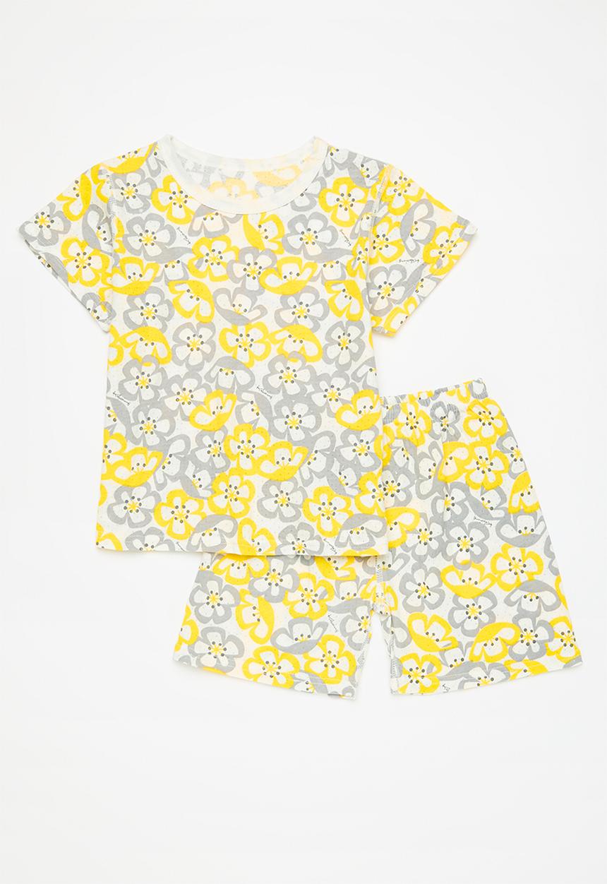 Pop Candy - Floral print pj set-yellow & white