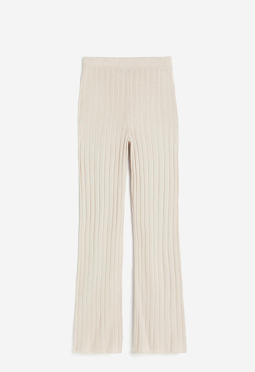 H&M - Rib-knit trousers - light beige