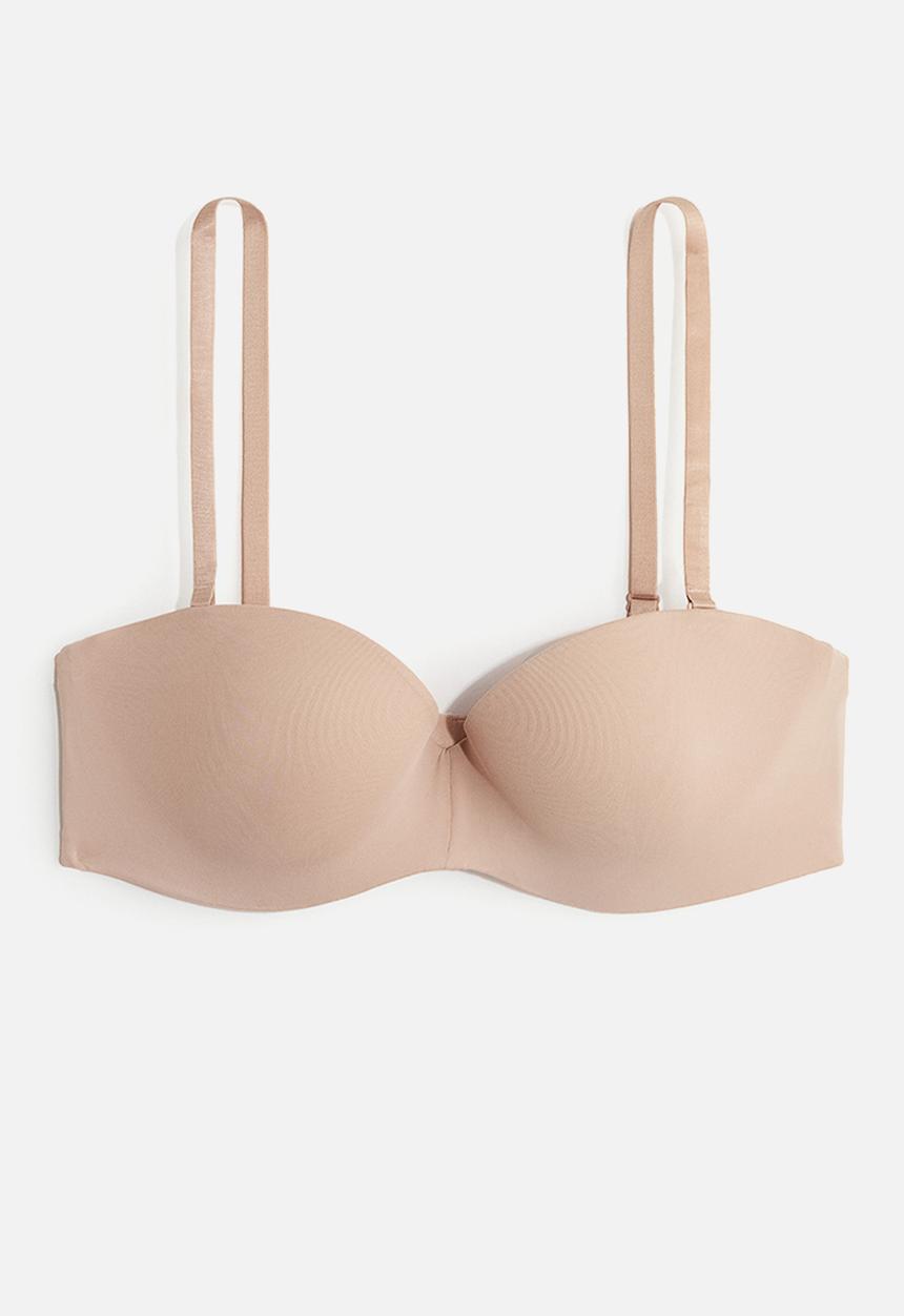 H&M - Padded microfibre balconette bra - beige