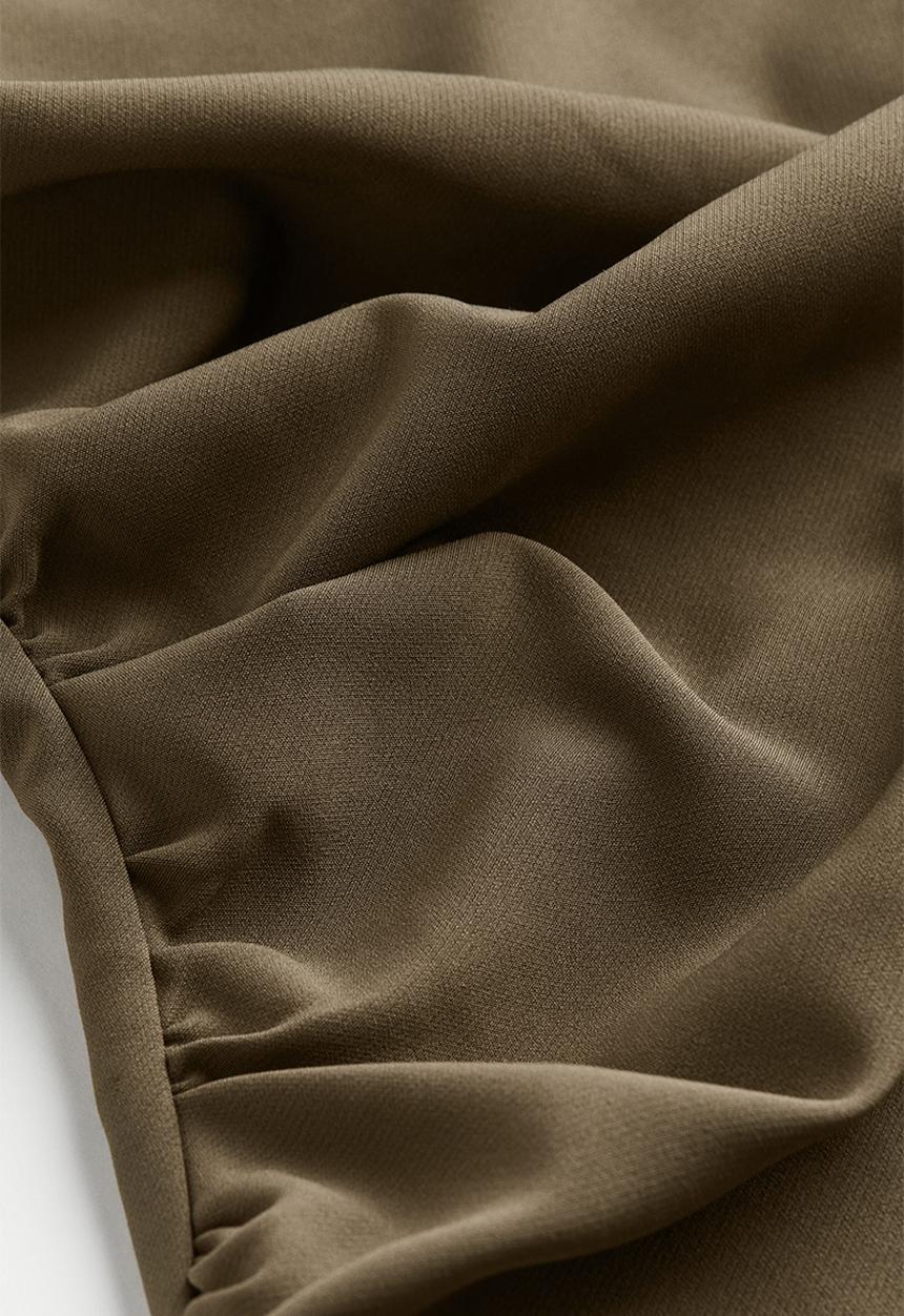 H&M - Square-neck twill dress - dark khaki green