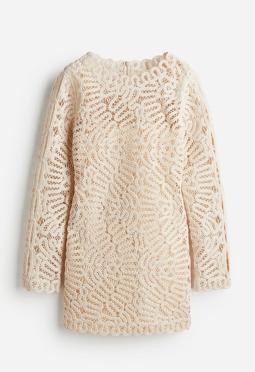 H&M - Crochet-look dress - light beige