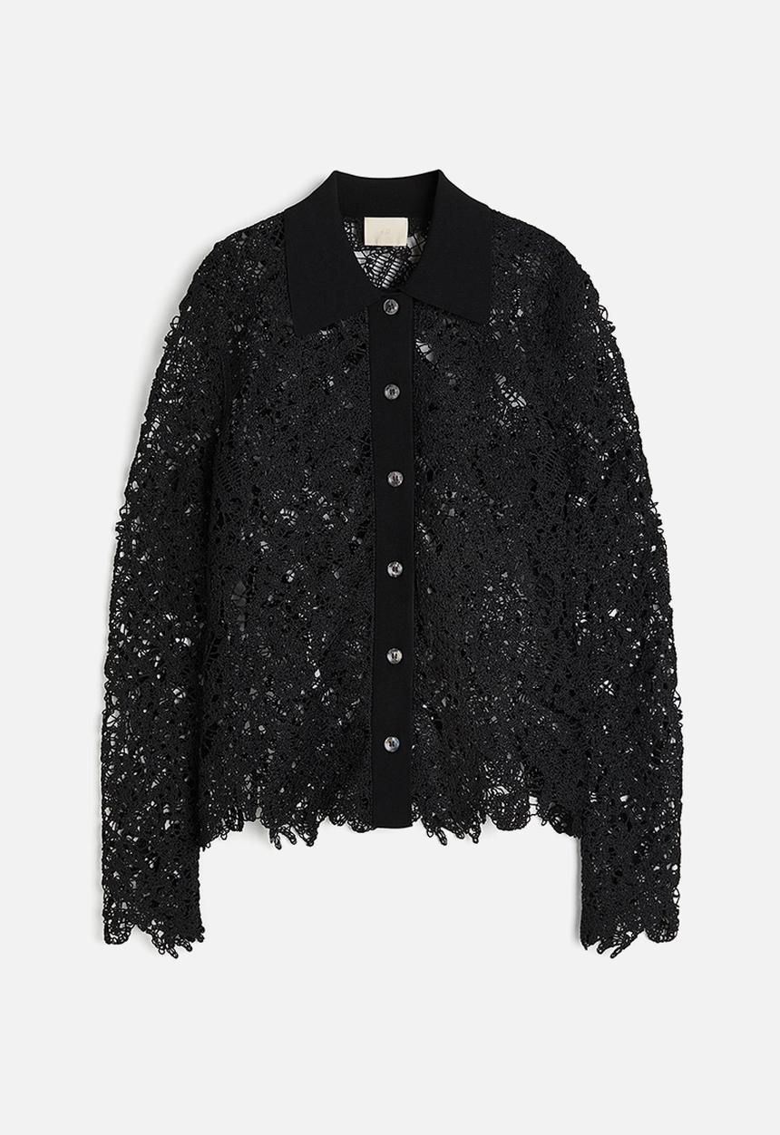 H&M - Crochet-look cardigan - black