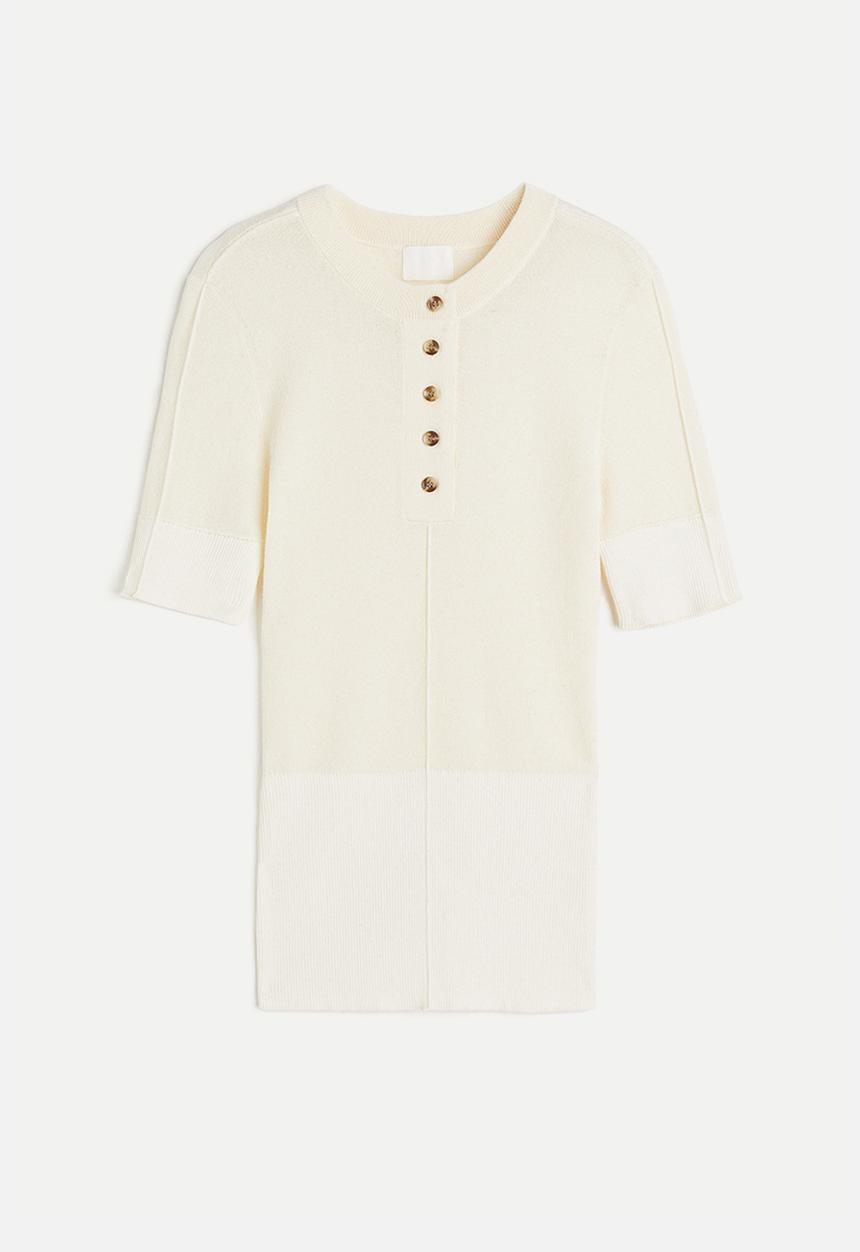H&M - Fine-knit henley top - cream