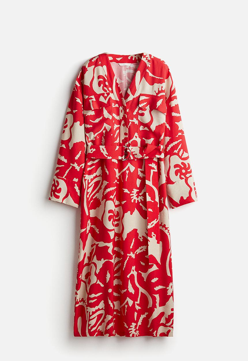 H&M - Utility dress - bright red & floral 