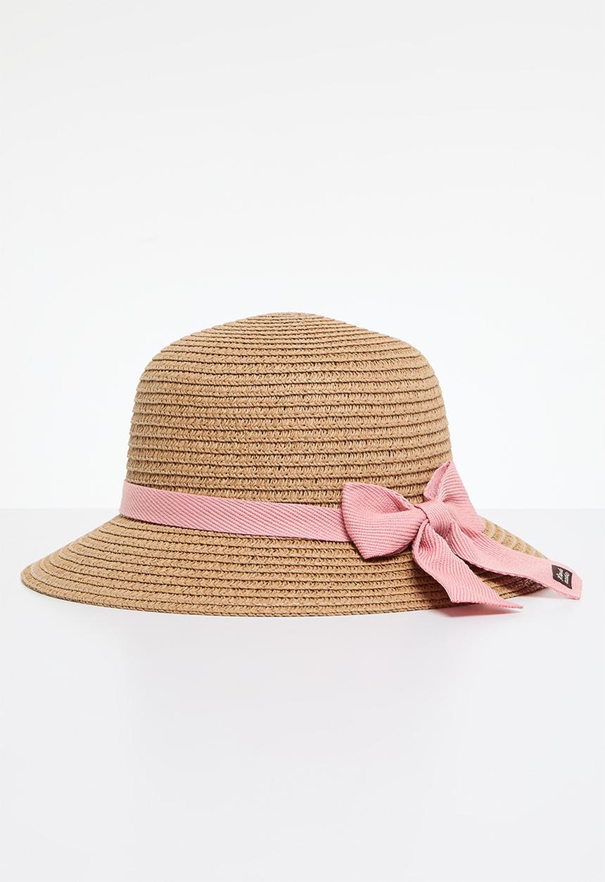 Pop Candy - Straw & shoulder bag set - pink & beige