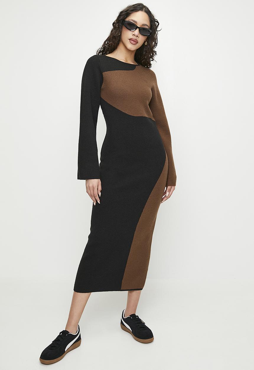 Superbalist - Jacquard knit column maxi with slit - abstract 