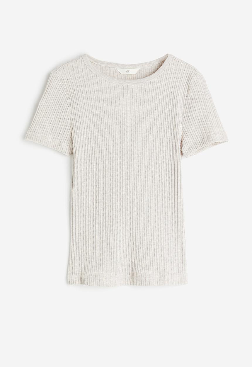 H&M - Pointelle top - light beige