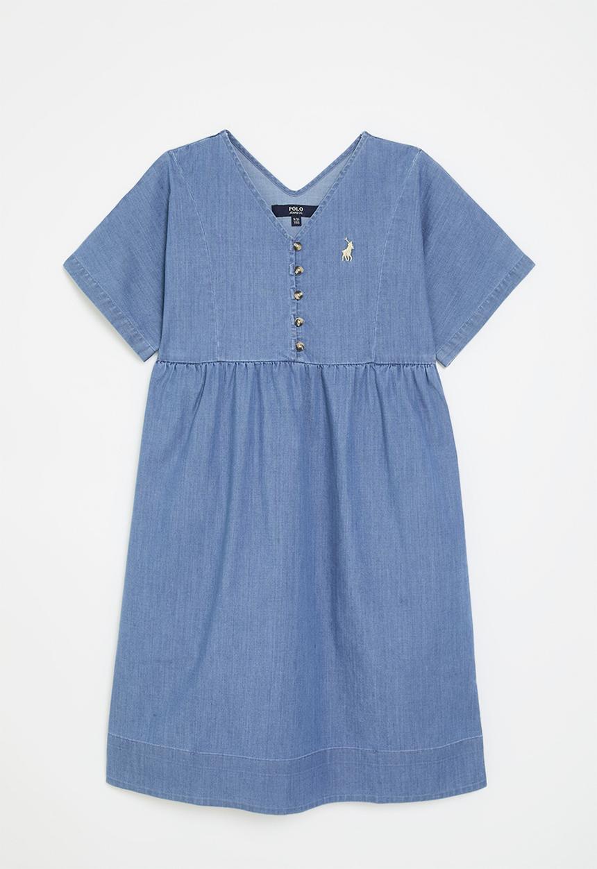 POLO - Girls rae relaxed dress - light wash
