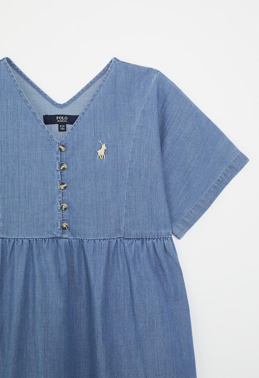 POLO - Girls rae relaxed dress - light wash