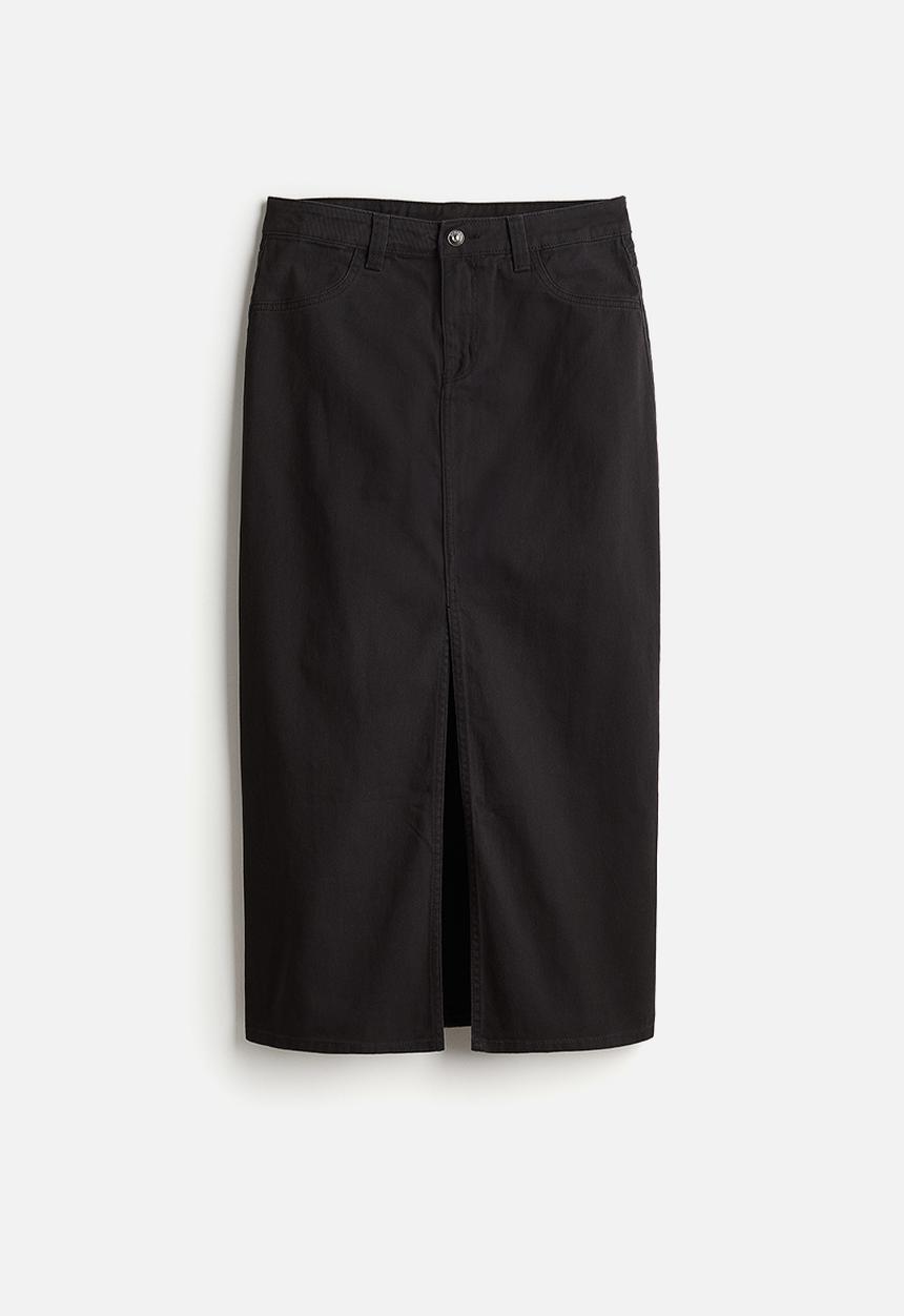 H&M - Slit-hem twill skirt - black
