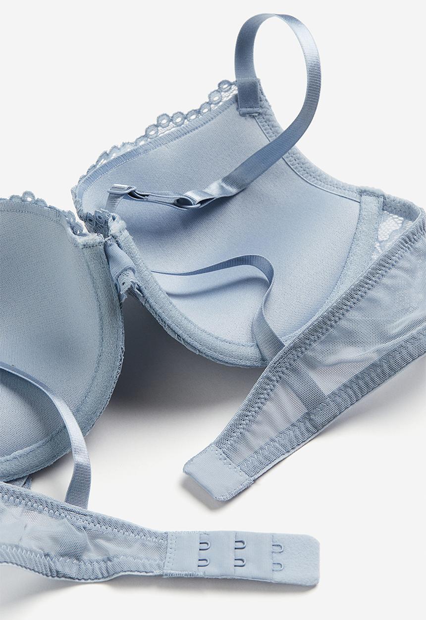 H&M - Lace push-up bra - light dusty blue