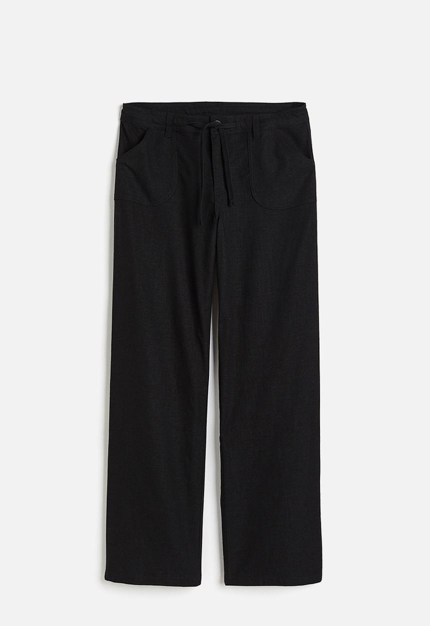 H&M - Linen-blend straight trousers - black