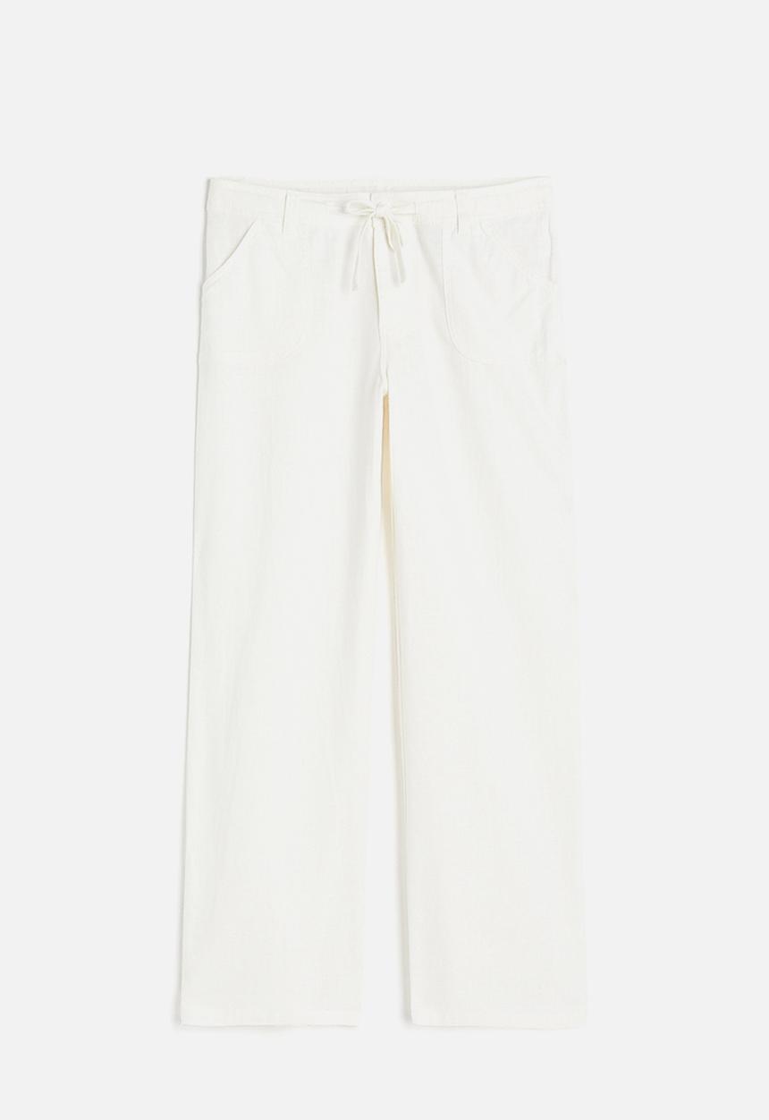 H&M - Linen-blend straight trousers - white