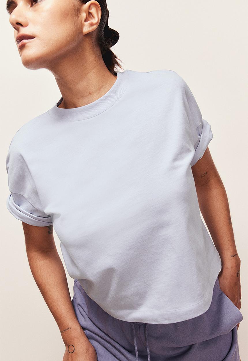 H&M - Boxy-style cotton t-shirt - light dusty blue