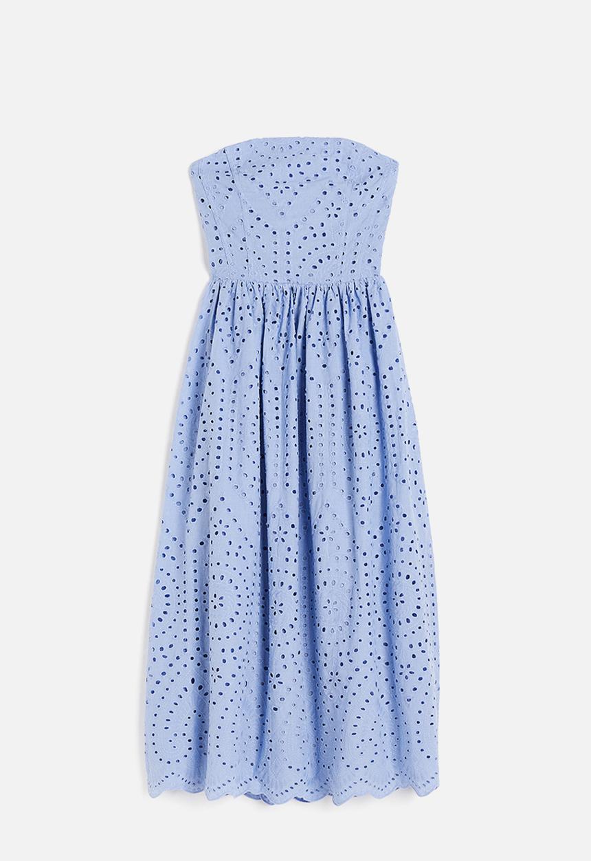 H&M - Broderie anglaise bandeau dress - light blue