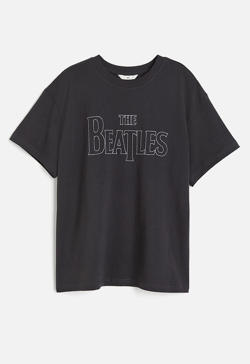 H&M - Oversized printed t-shirt - dark grey & the beatles