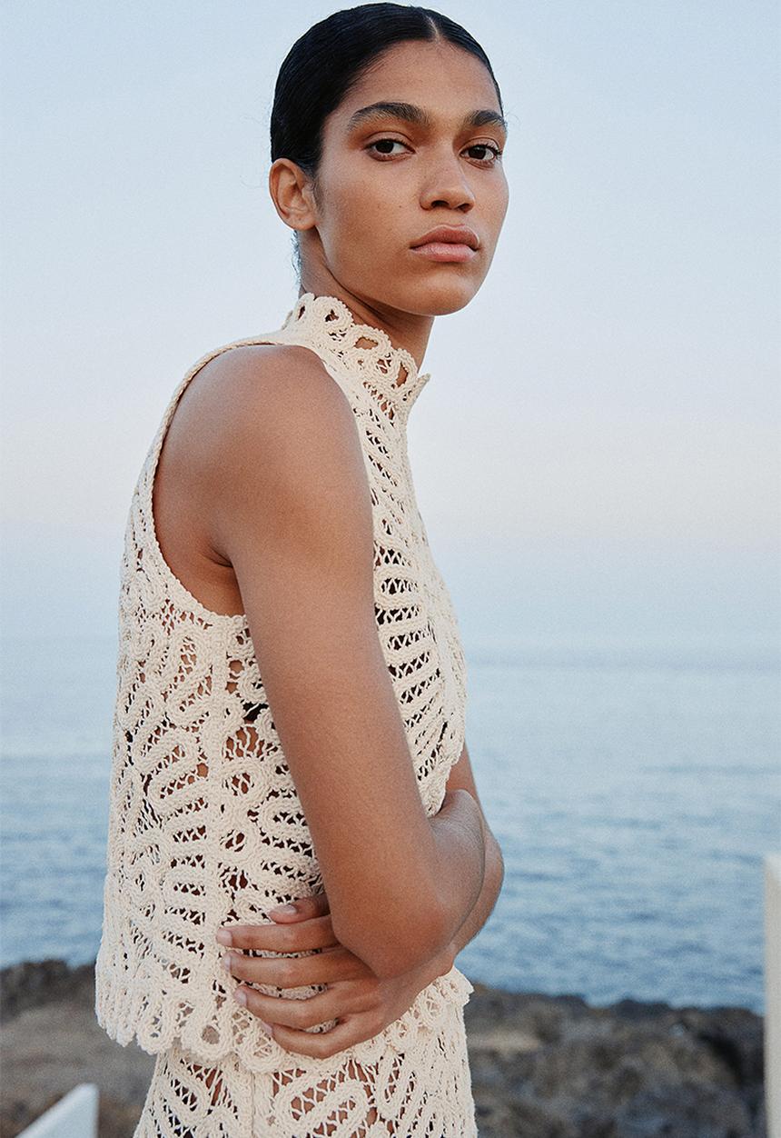 H&M - Crochet-look top - cream