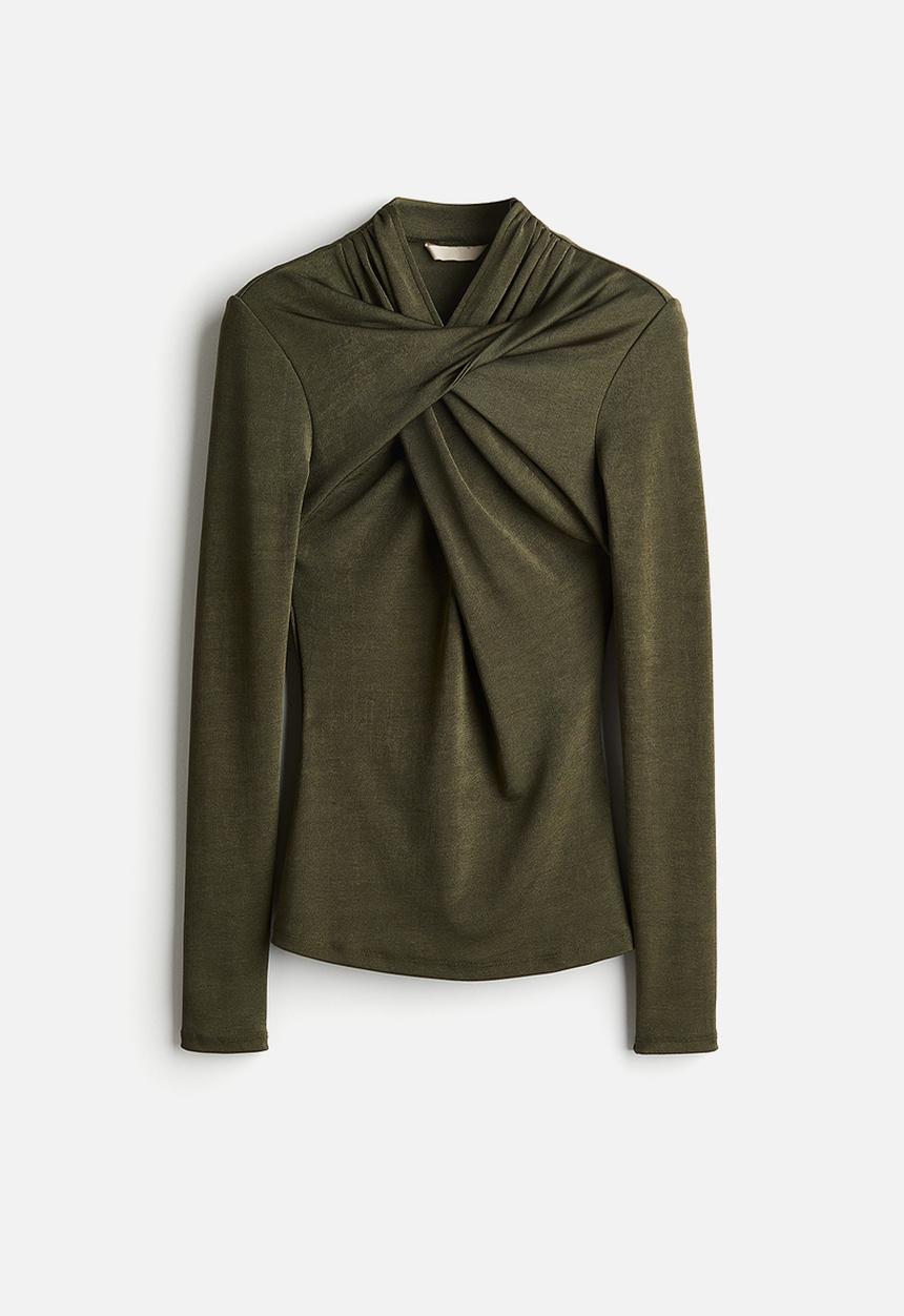 H&M - Draped jersey top - dark green