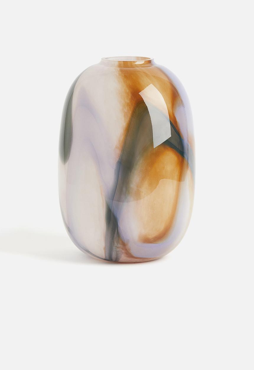 H&M - Patterned glass vase - light beige