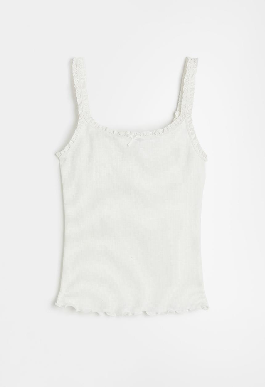 H&M - Lace-trimmed strappy top - white