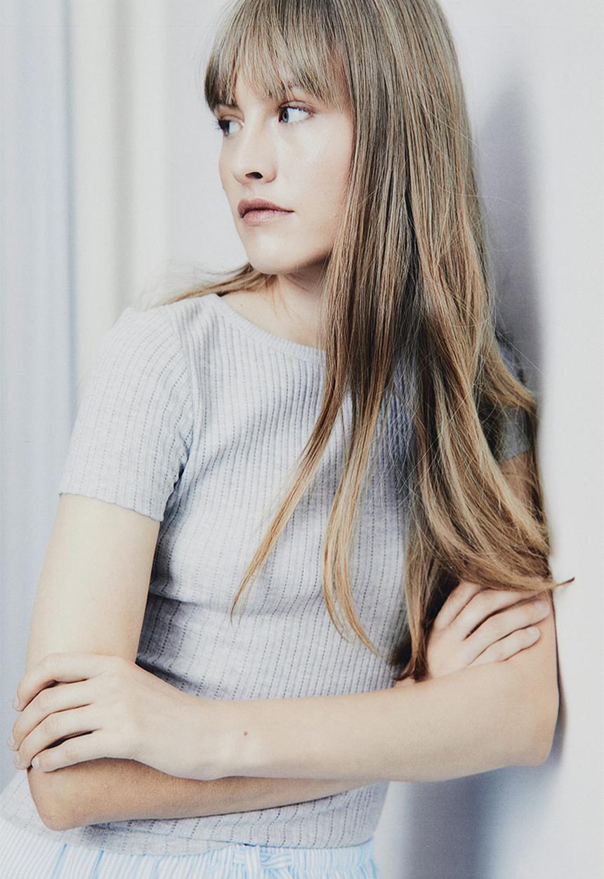 H&M - Pointelle top - light grey marl