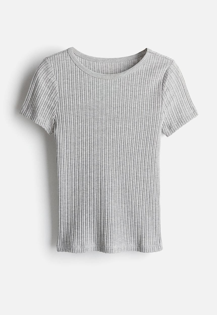 H&M - Pointelle top - light grey marl