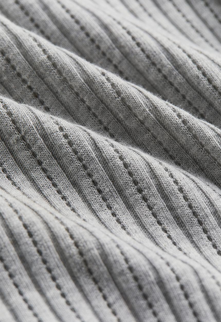H&M - Pointelle top - light grey marl