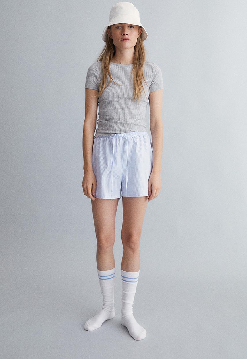 H&M - Pointelle top - light grey marl