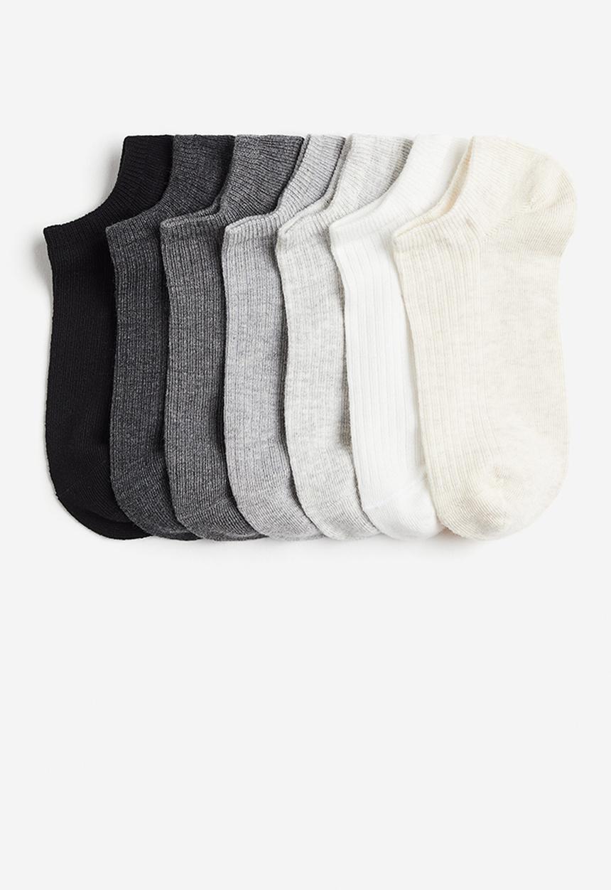 H&M - 7-pack trainer socks - white,grey,black