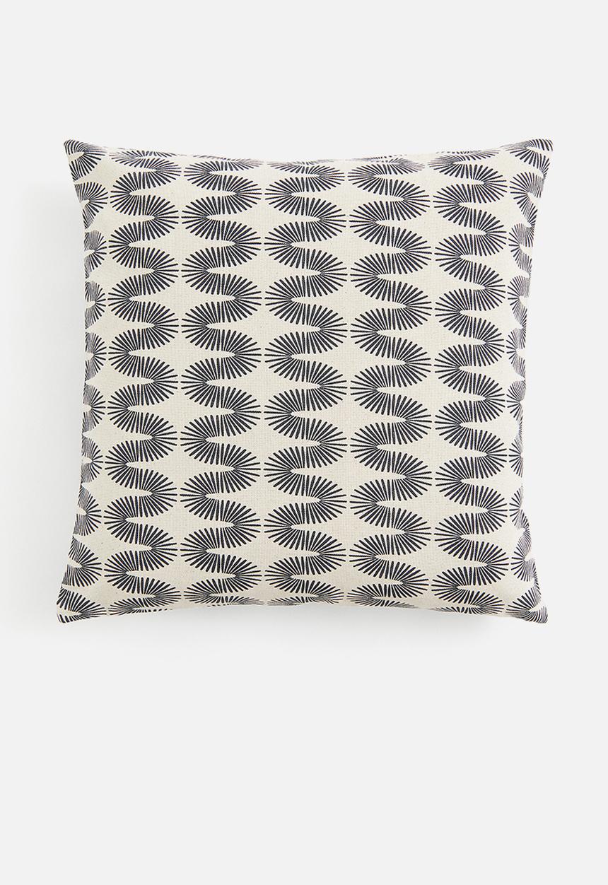 H&M - Patterned cotton cushion cover - light beige & dark grey