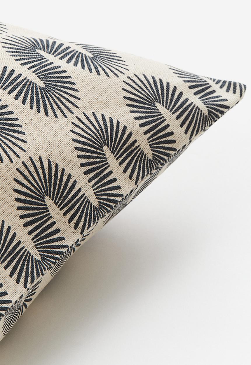 H&M - Patterned cotton cushion cover - light beige & dark grey