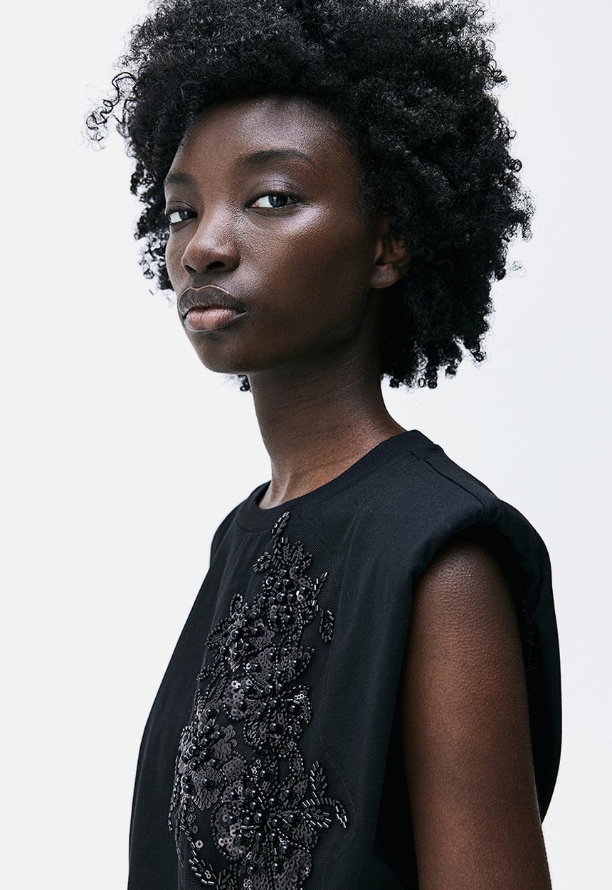 H&M - Embellished top - black