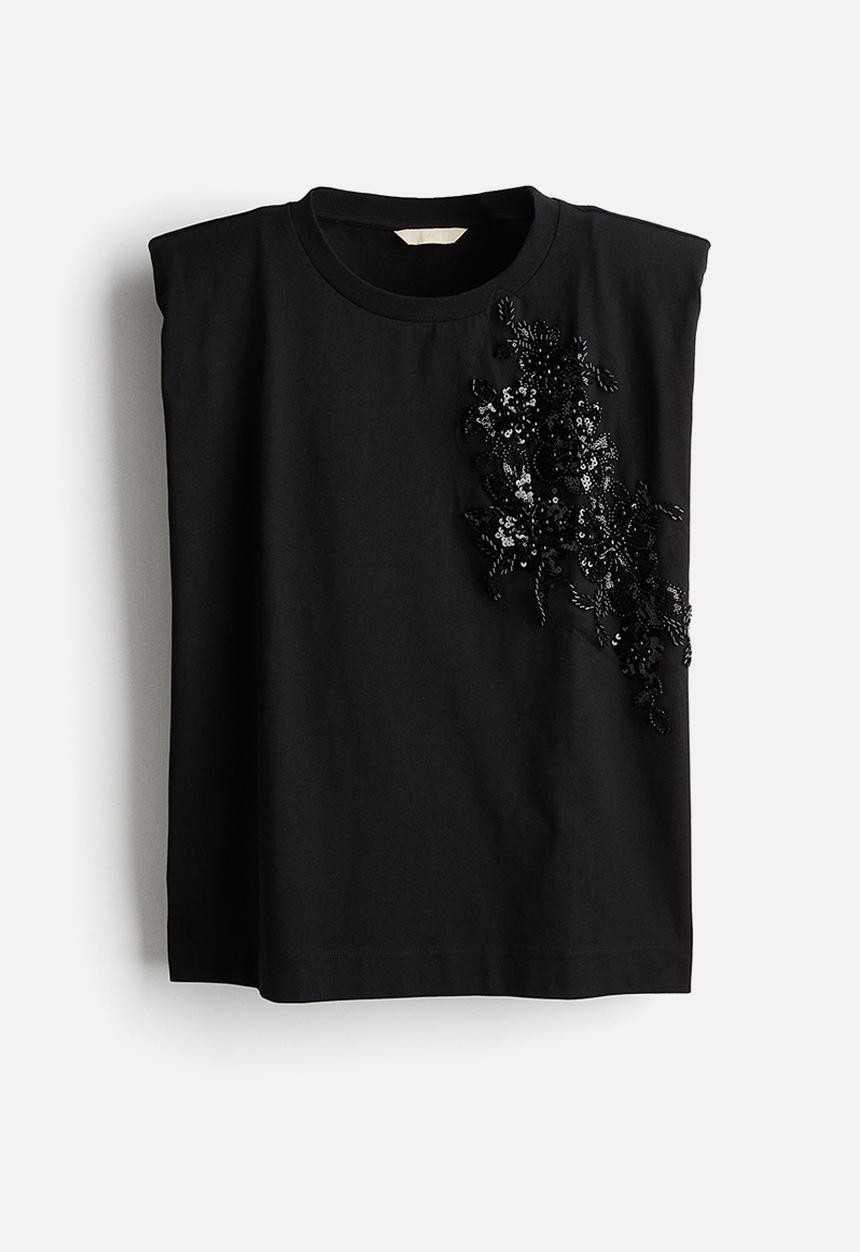 H&M - Embellished top - black