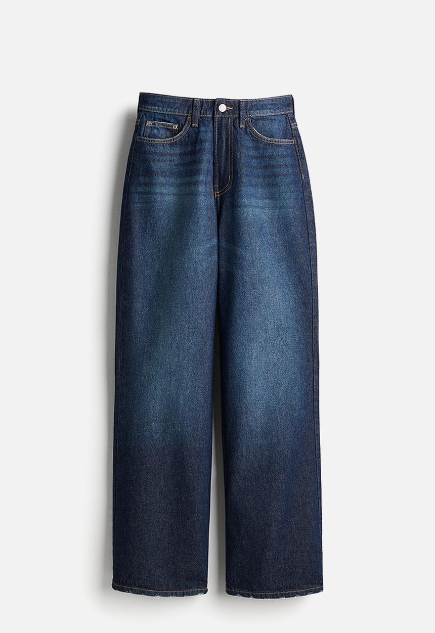 H&M - Curvy fit wide ultra high jeans - Dark denim blue