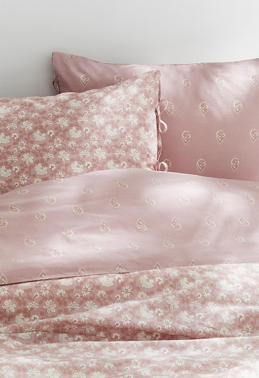 H&M - Cotton king/double duvet cover set - pink