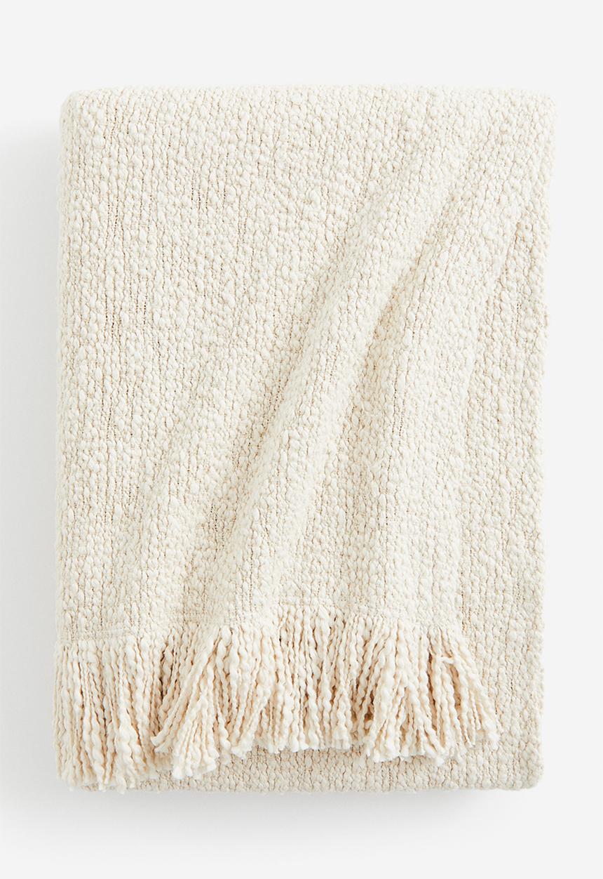 H&M - Textured cotton blanket - cream