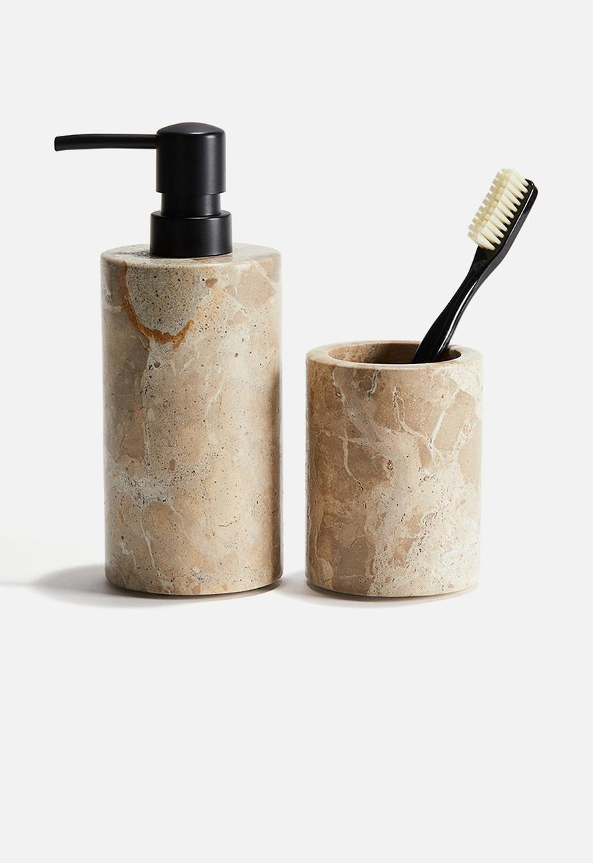 H&M - Marble toothbrush mug - beige