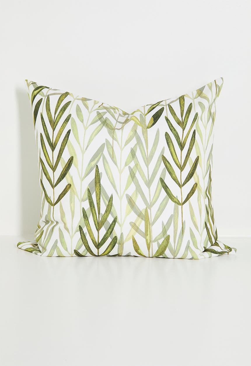 Sixth Floor - Leaves printed cushion cover - Olive