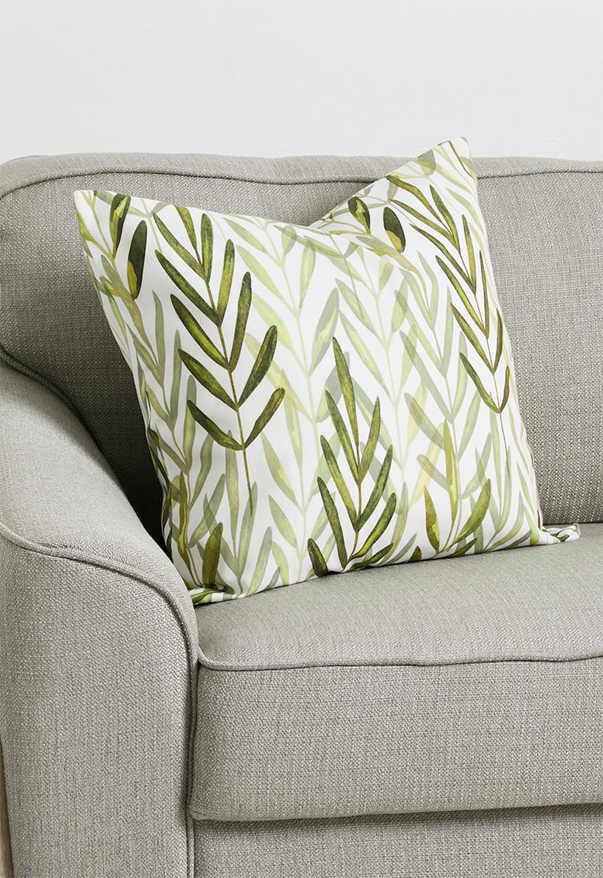 Sixth Floor - Leaves printed cushion cover - Olive