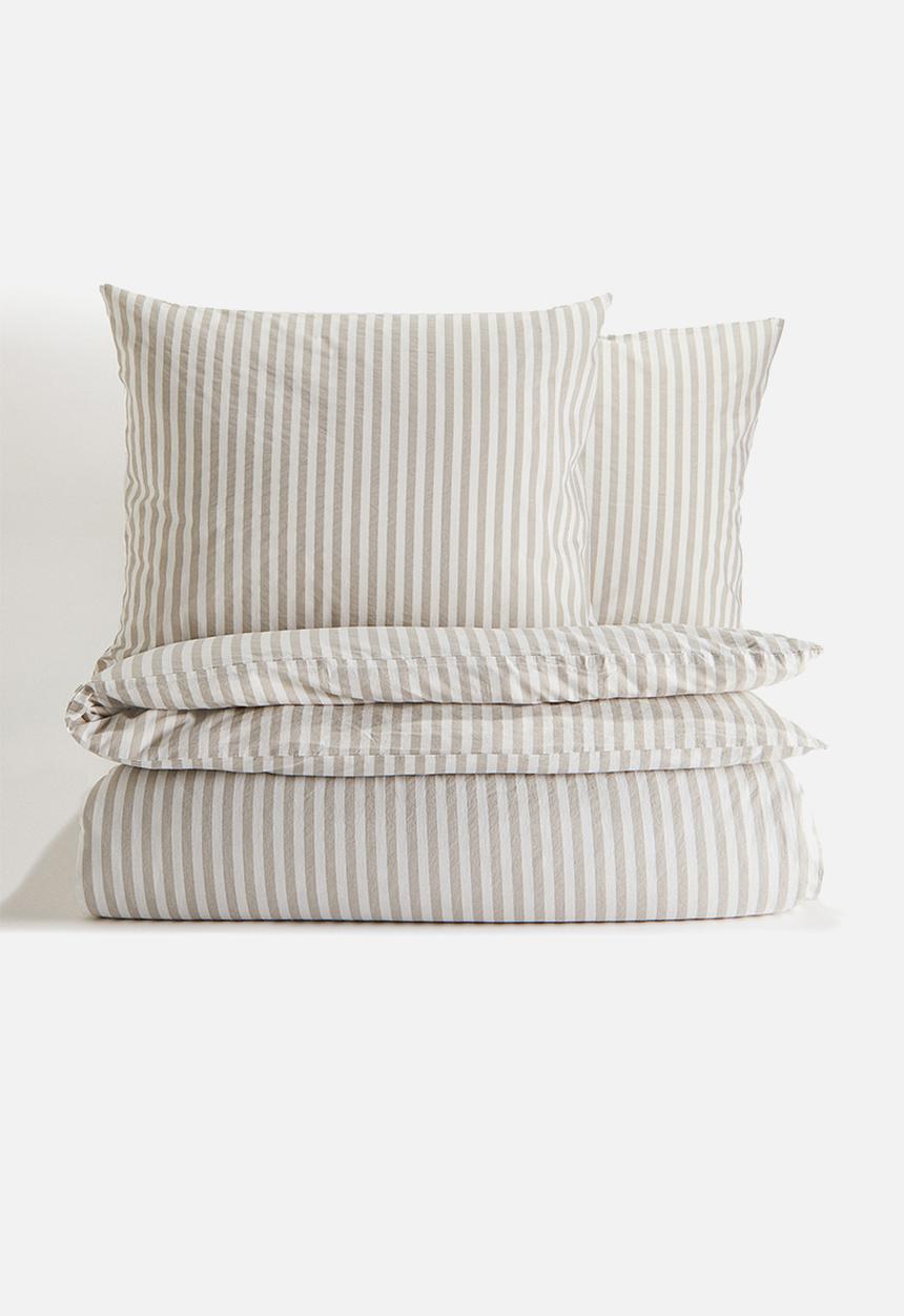 H&M - Cotton double/king duvet cover set - beige